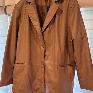 Plus Size Tan Faux Leather Blazer Jacket size 1x